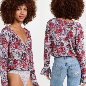 Free People Intimately Heat Wave Bodysuit in Rose Garden | Revolve in Small